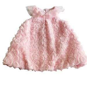 Pippa & Julie Girls Pink Tulle Rosette Dress - 12 Months